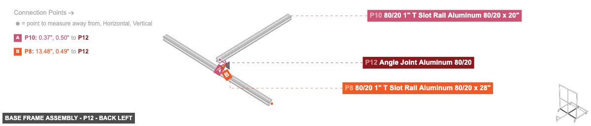 Base Frame Assembly - Part Angle Joint Aluminum 80/20 - back_left