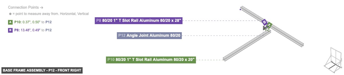 Base Frame Assembly - Part Angle Joint Aluminum 80/20 - front_right