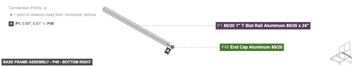 Base Frame Assembly - Part End Cap Aluminum 80/20 - bottom_right