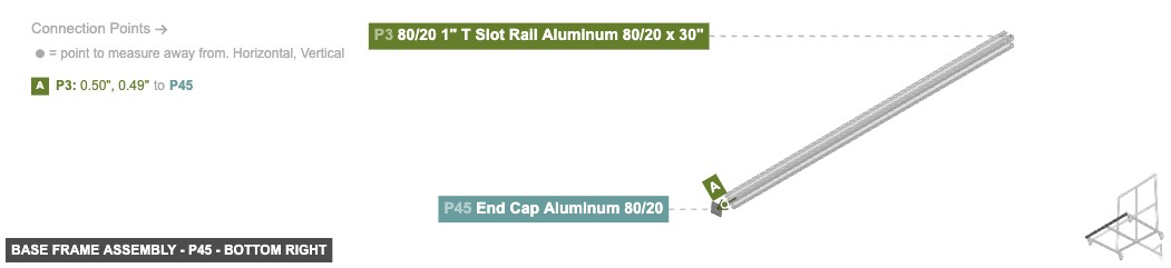 Base Frame Assembly - Part End Cap Aluminum 80/20 - bottom_right