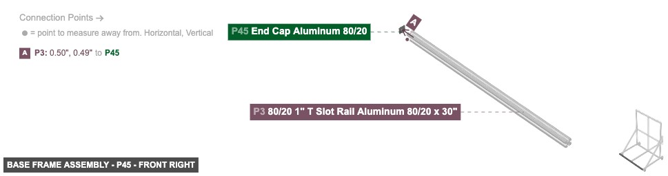 Base Frame Assembly - Part End Cap Aluminum 80/20 - front_right