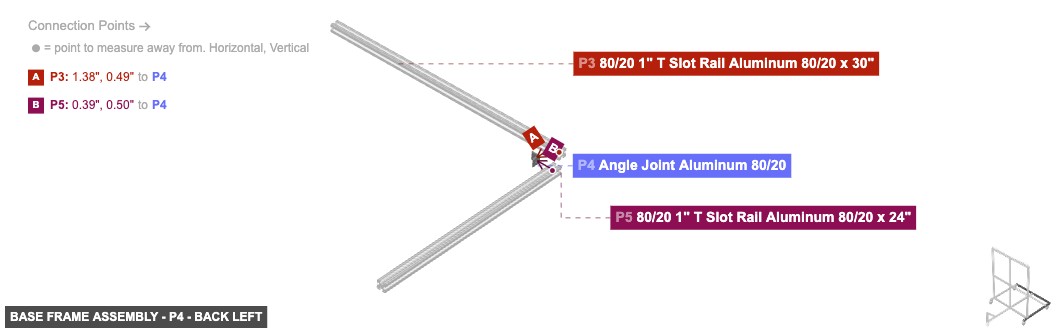 Base Frame Assembly - Part Angle Joint Aluminum 80/20 - back_left