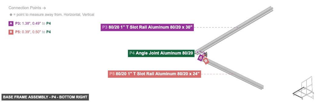Base Frame Assembly - Part Angle Joint Aluminum 80/20 - bottom_right