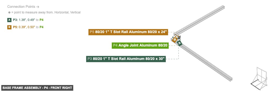 Base Frame Assembly - Part Angle Joint Aluminum 80/20 - front_right