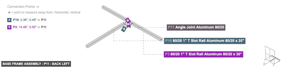 Base Frame Assembly - Part Angle Joint Aluminum 80/20 - back_left
