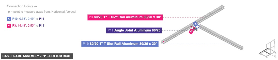 Base Frame Assembly - Part Angle Joint Aluminum 80/20 - bottom_right