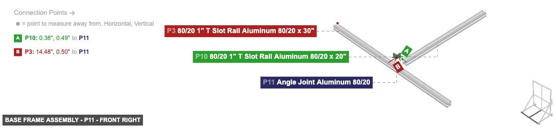 Base Frame Assembly - Part Angle Joint Aluminum 80/20 - front_right