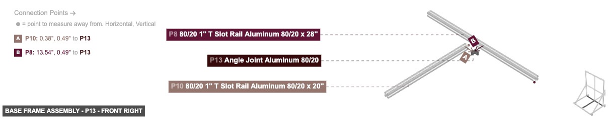 Base Frame Assembly - Part Angle Joint Aluminum 80/20 - front_right