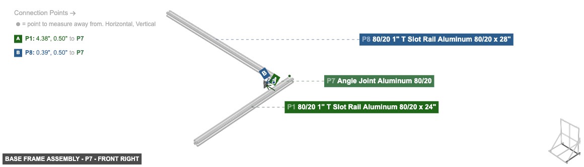 Base Frame Assembly - Part Angle Joint Aluminum 80/20 - front_right