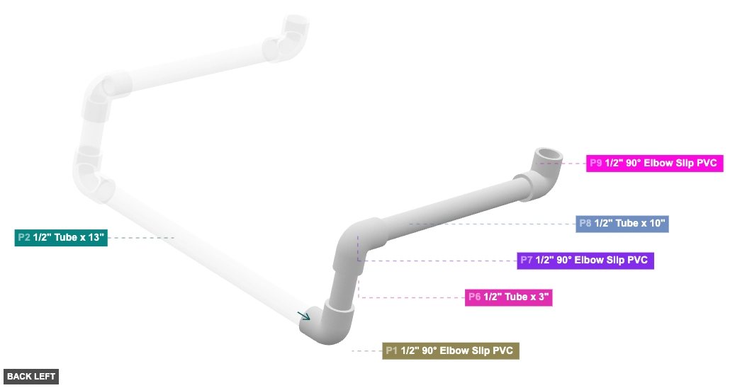 Assembly of Left Support Arm - back_left