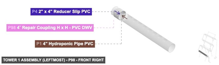 Tower 1 Assembly (Leftmost) - Part 4¨ Repair Coupling H x H - PVC DWV - front_right