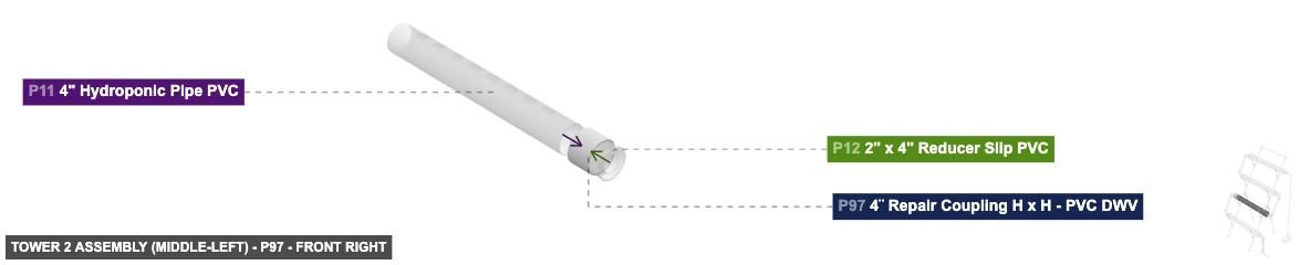 Tower 2 Assembly (Middle-Left) - Part 4¨ Repair Coupling H x H - PVC DWV - front_right