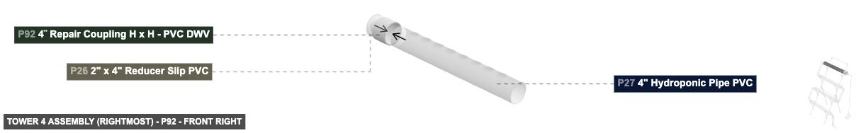 Tower 4 Assembly (Rightmost) - Part 4¨ Repair Coupling H x H - PVC DWV - front_right