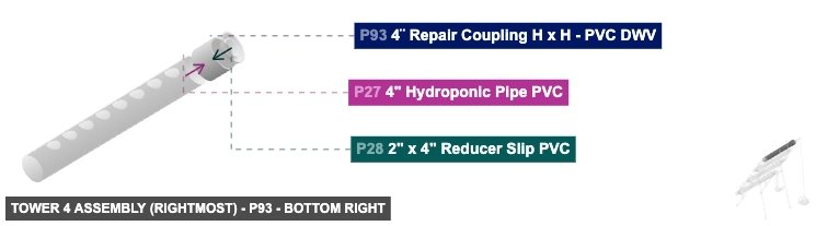 Tower 4 Assembly (Rightmost) - Part 4¨ Repair Coupling H x H - PVC DWV - bottom_right