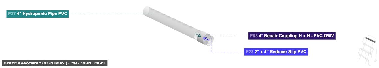 Tower 4 Assembly (Rightmost) - Part 4¨ Repair Coupling H x H - PVC DWV - front_right