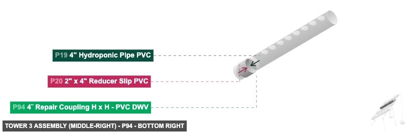 Tower 3 Assembly (Middle-Right) - Part 4¨ Repair Coupling H x H - PVC DWV - bottom_right