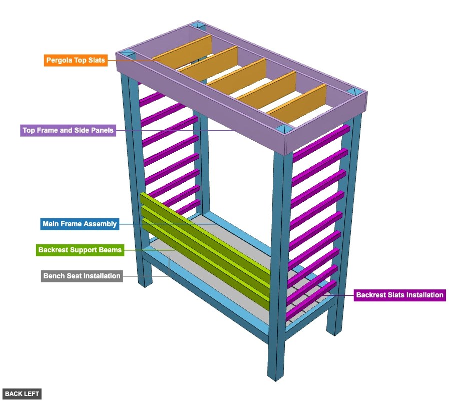 Pergola With Bench 2 - Overview back_left