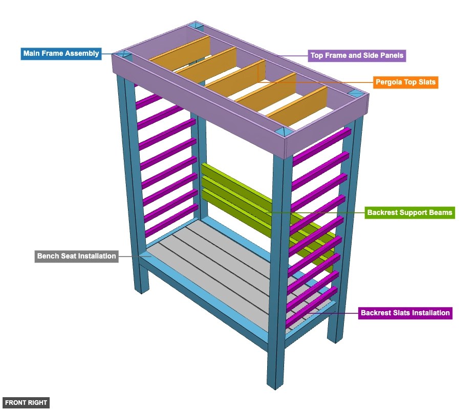 Pergola With Bench 2 - Overview front_right