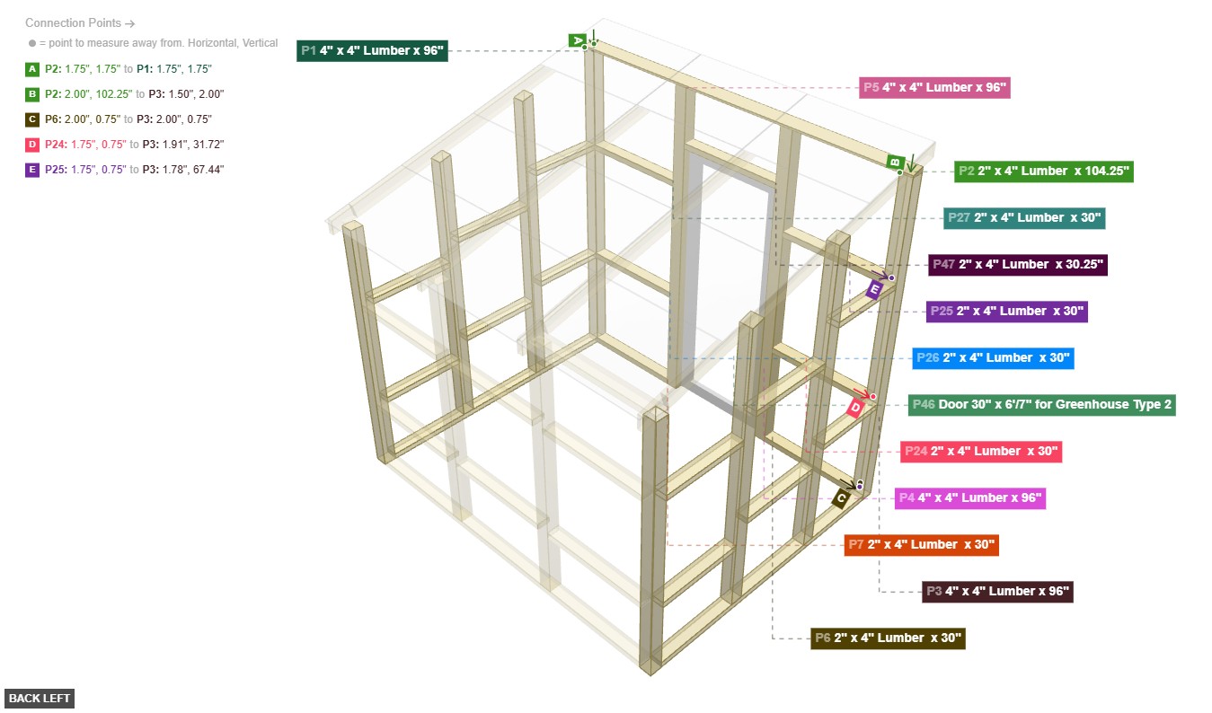Assembly of Front Wall Frame and Door - back_left