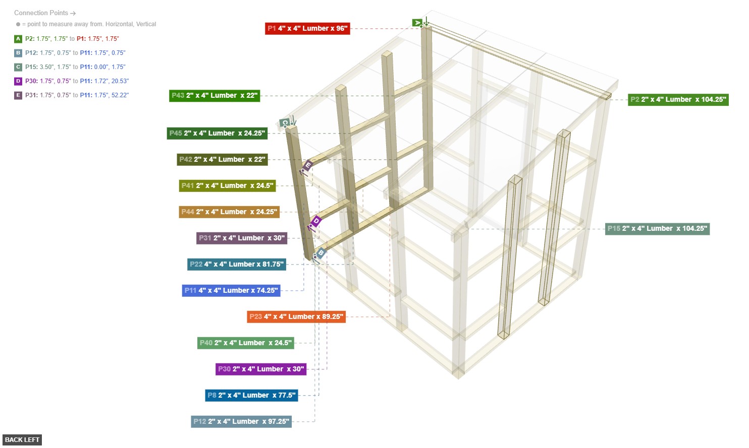 Assembly of Left Wall Frame - back_left