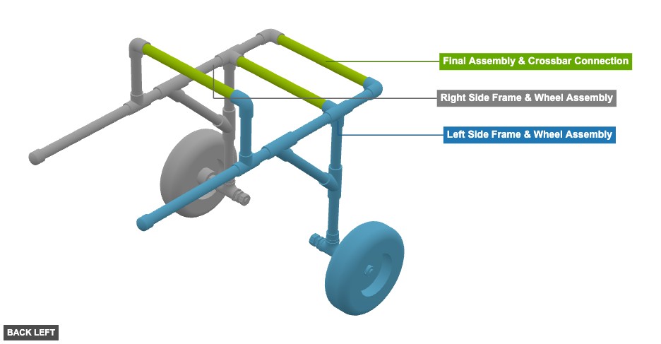 Medium Sized Dog Wheel Chair - Overview back_left