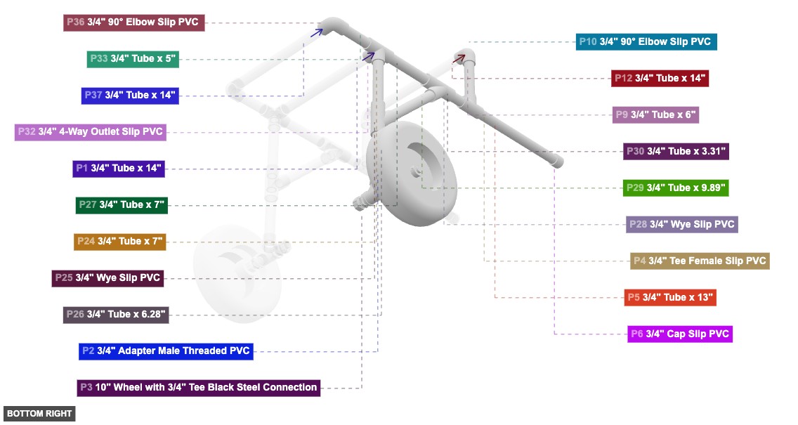 Assembly of Right Side Frame & Wheel Assembly - bottom_right