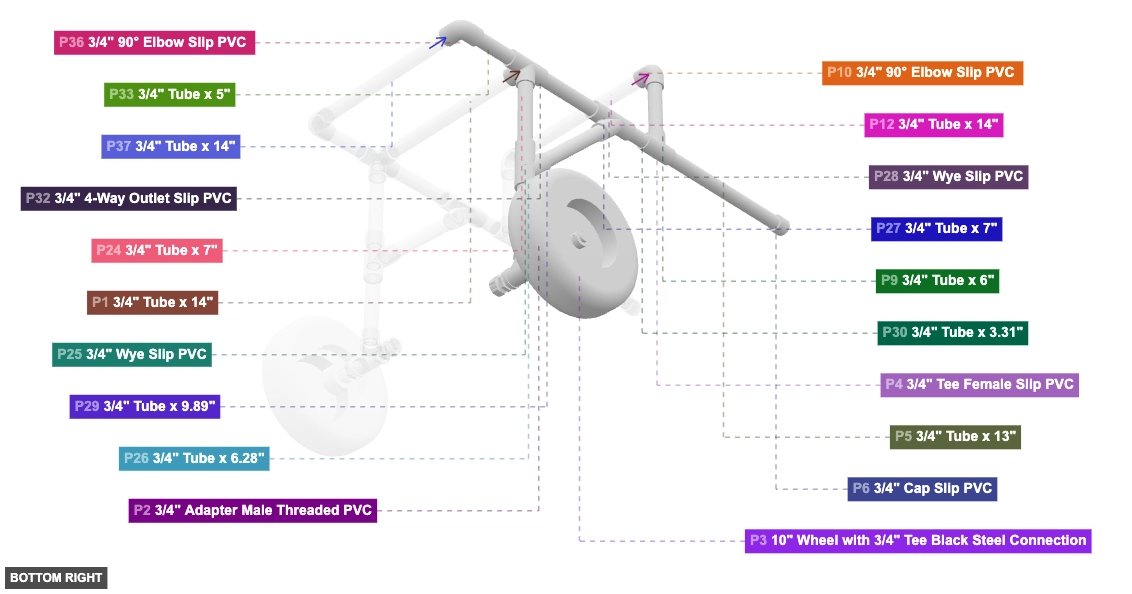 Assembly of Right Side Frame & Wheel Assembly - bottom_right
