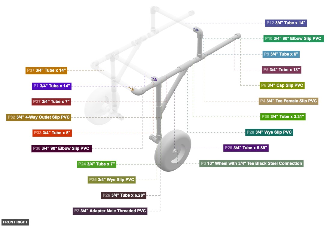 Assembly of Right Side Frame & Wheel Assembly - front_right
