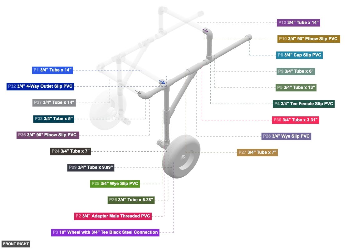 Assembly of Right Side Frame & Wheel Assembly - front_right