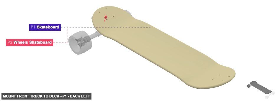 Mount Front Truck to Deck - Part Skateboard - back_left