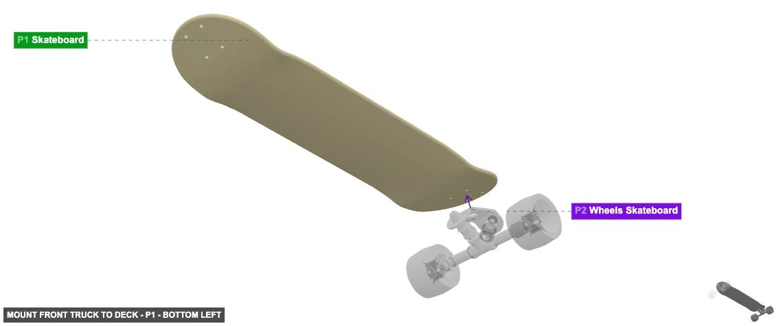 Mount Front Truck to Deck - Part Skateboard - bottom_left