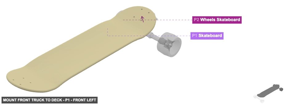 Mount Front Truck to Deck - Part Skateboard - front_left