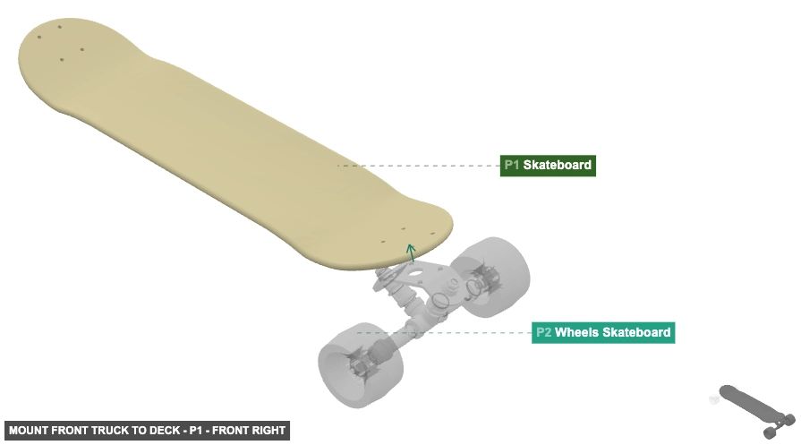 Mount Front Truck to Deck - Part Skateboard - front_right