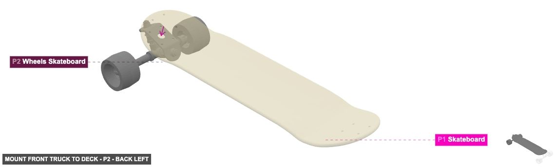 Mount Front Truck to Deck - Part Wheels Skateboard - back_left