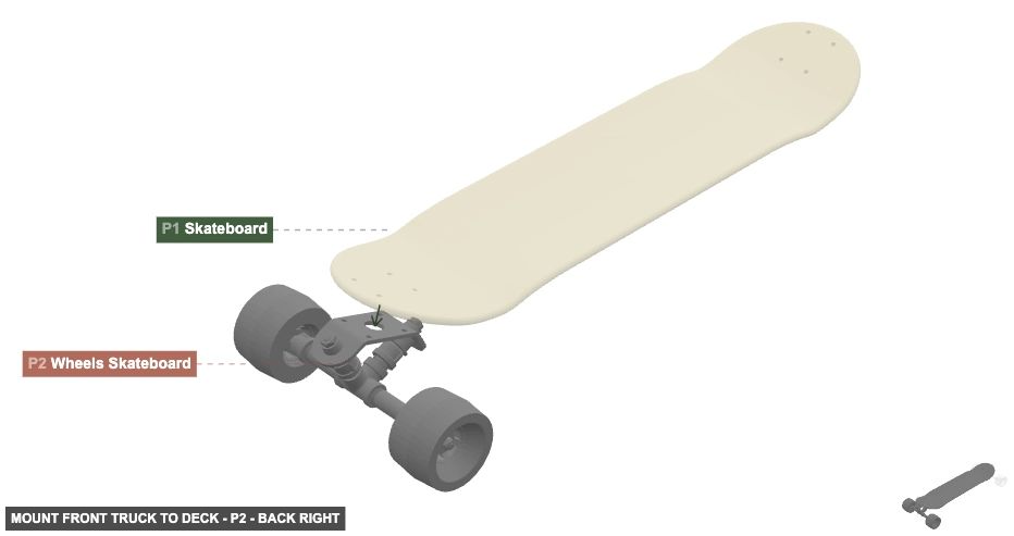 Mount Front Truck to Deck - Part Wheels Skateboard - back_right