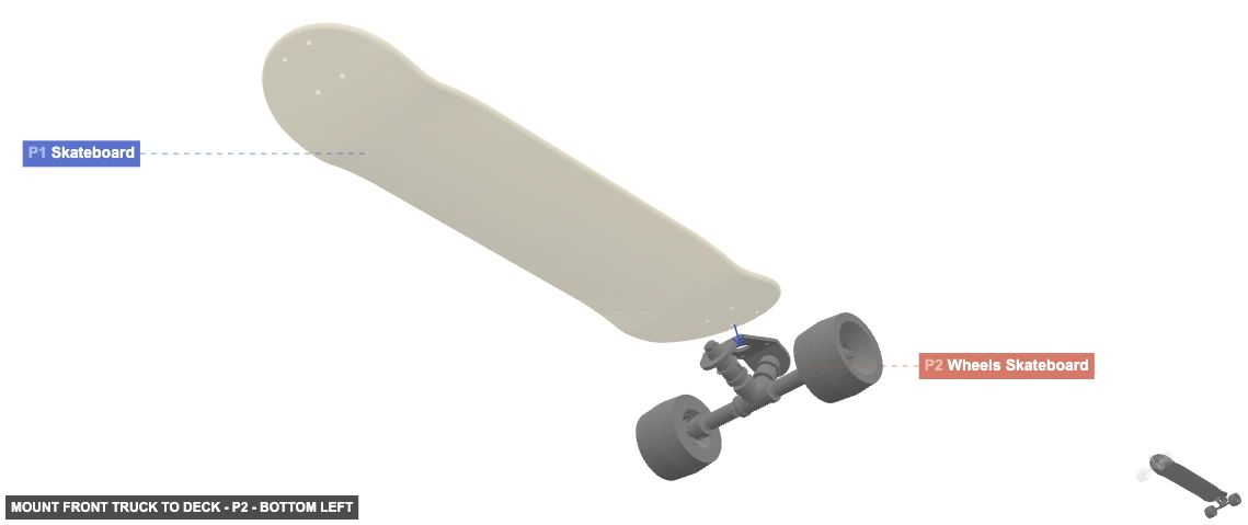 Mount Front Truck to Deck - Part Wheels Skateboard - bottom_left