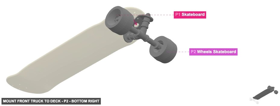 Mount Front Truck to Deck - Part Wheels Skateboard - bottom_right