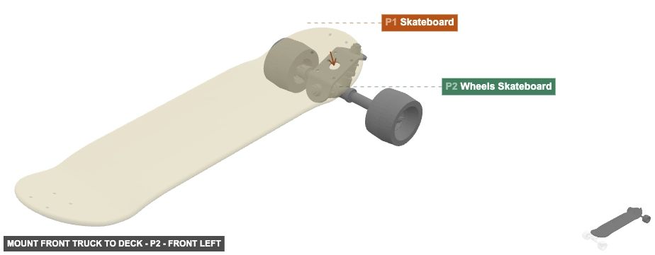 Mount Front Truck to Deck - Part Wheels Skateboard - front_left