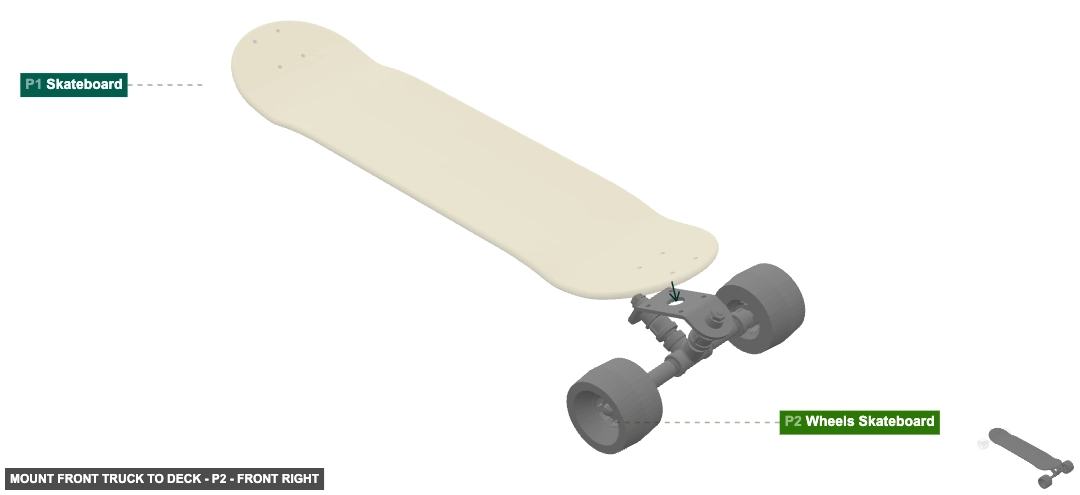 Mount Front Truck to Deck - Part Wheels Skateboard - front_right