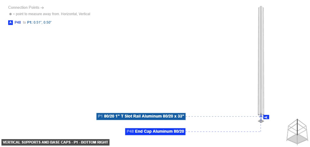 Vertical Supports and Base Caps - Part 80/20 1