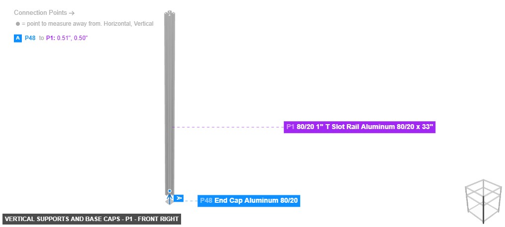 Vertical Supports and Base Caps - Part 80/20 1