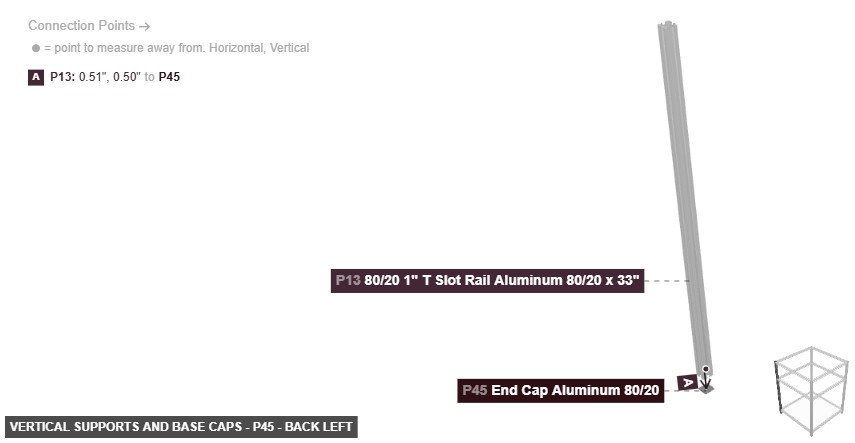 Vertical Supports and Base Caps - Part End Cap Aluminum 80/20 - back_left