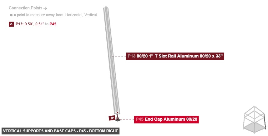 Vertical Supports and Base Caps - Part End Cap Aluminum 80/20 - bottom_right