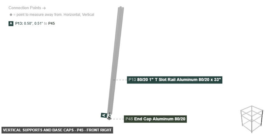 Vertical Supports and Base Caps - Part End Cap Aluminum 80/20 - front_right