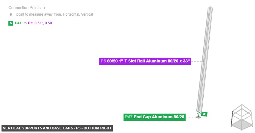 Vertical Supports and Base Caps - Part 80/20 1