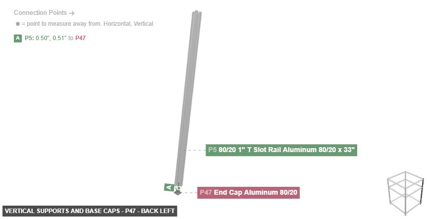 Vertical Supports and Base Caps - Part End Cap Aluminum 80/20 - back_left