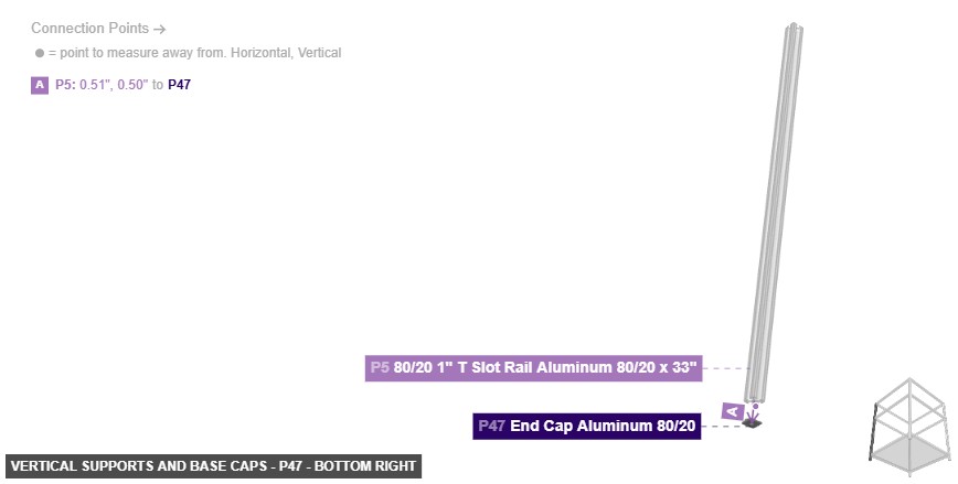 Vertical Supports and Base Caps - Part End Cap Aluminum 80/20 - bottom_right