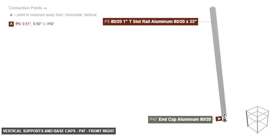 Vertical Supports and Base Caps - Part End Cap Aluminum 80/20 - front_right