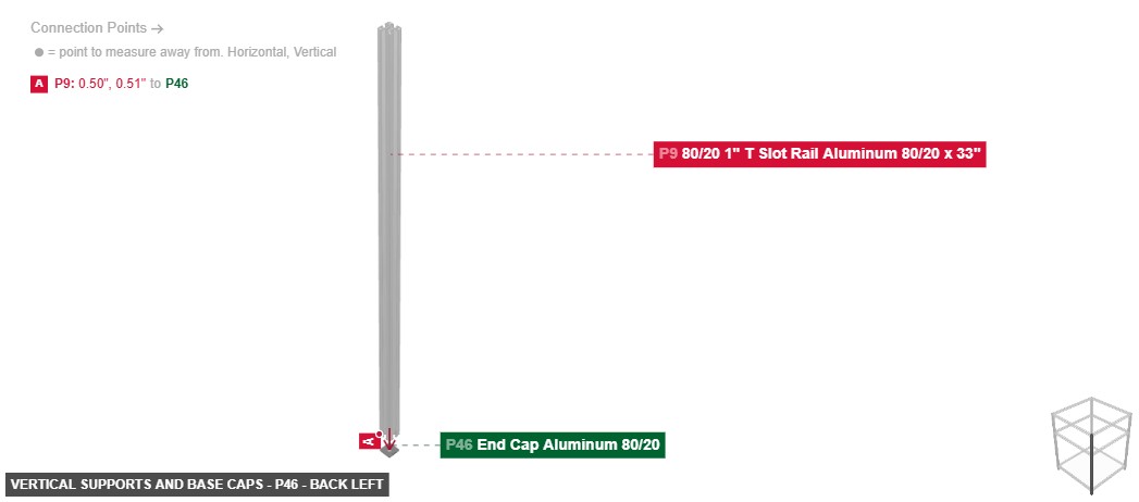 Vertical Supports and Base Caps - Part End Cap Aluminum 80/20 - back_left