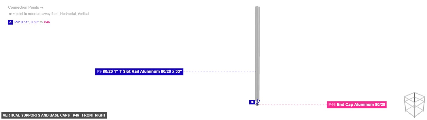 Vertical Supports and Base Caps - Part End Cap Aluminum 80/20 - front_right